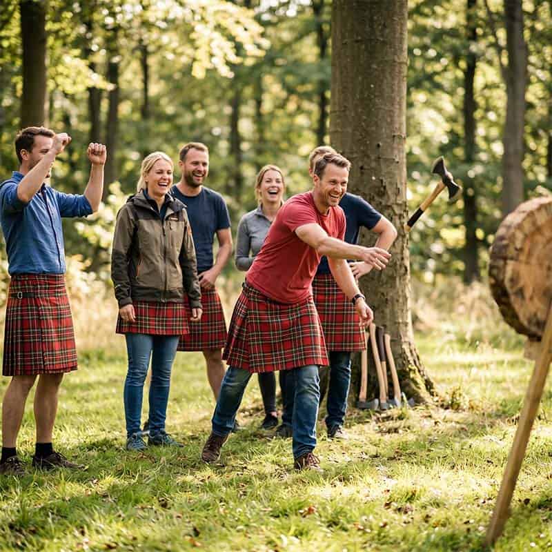Highland Games er et skotsk teamevent med sjov tovtrækning og andre legendariske teamøvelser.